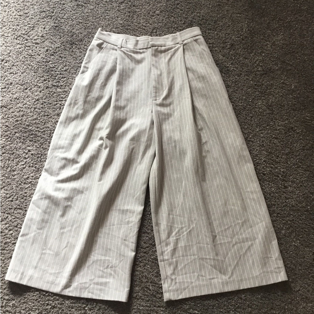 Zara Light Gray Striped Culottes